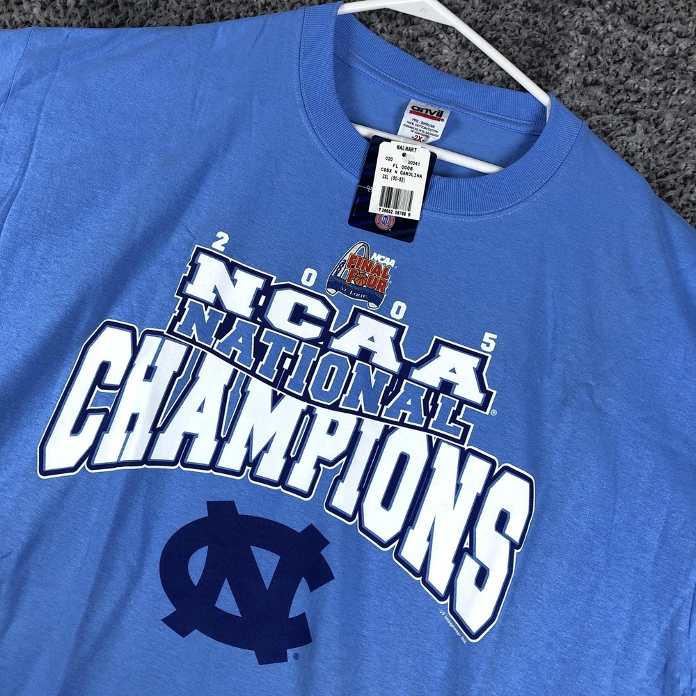 Vintage North Carolina Tar Heels Shirt Mens 2XL Blue NCAA‎ 2005 Champions Anvil